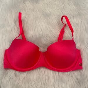 Savage x Fenty Bra Not Sorry Microfiber Low Cut Balconette Bra Padded Pink Smash